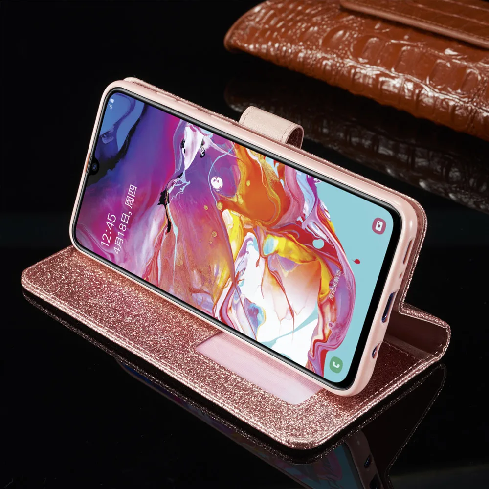 Чехол Love Jewell для samsung Galaxy A50 A40 A70 A20E Блестящий блестящий кожаный флип-чехол для samsung A 50 70 40 20E чехол для телефона
