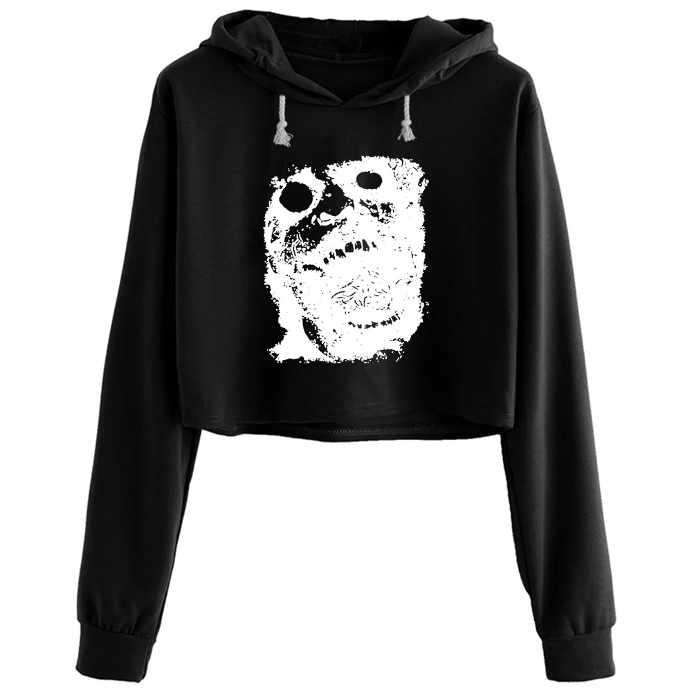 

Face Horror Crop Hoodies Women Korean Y2k Kawaii Goth Pullover For Girls