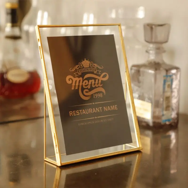 

Classic Simple Antique Rectangular Freestanding Transparent Glass Photo Frame for Home Decoration Display