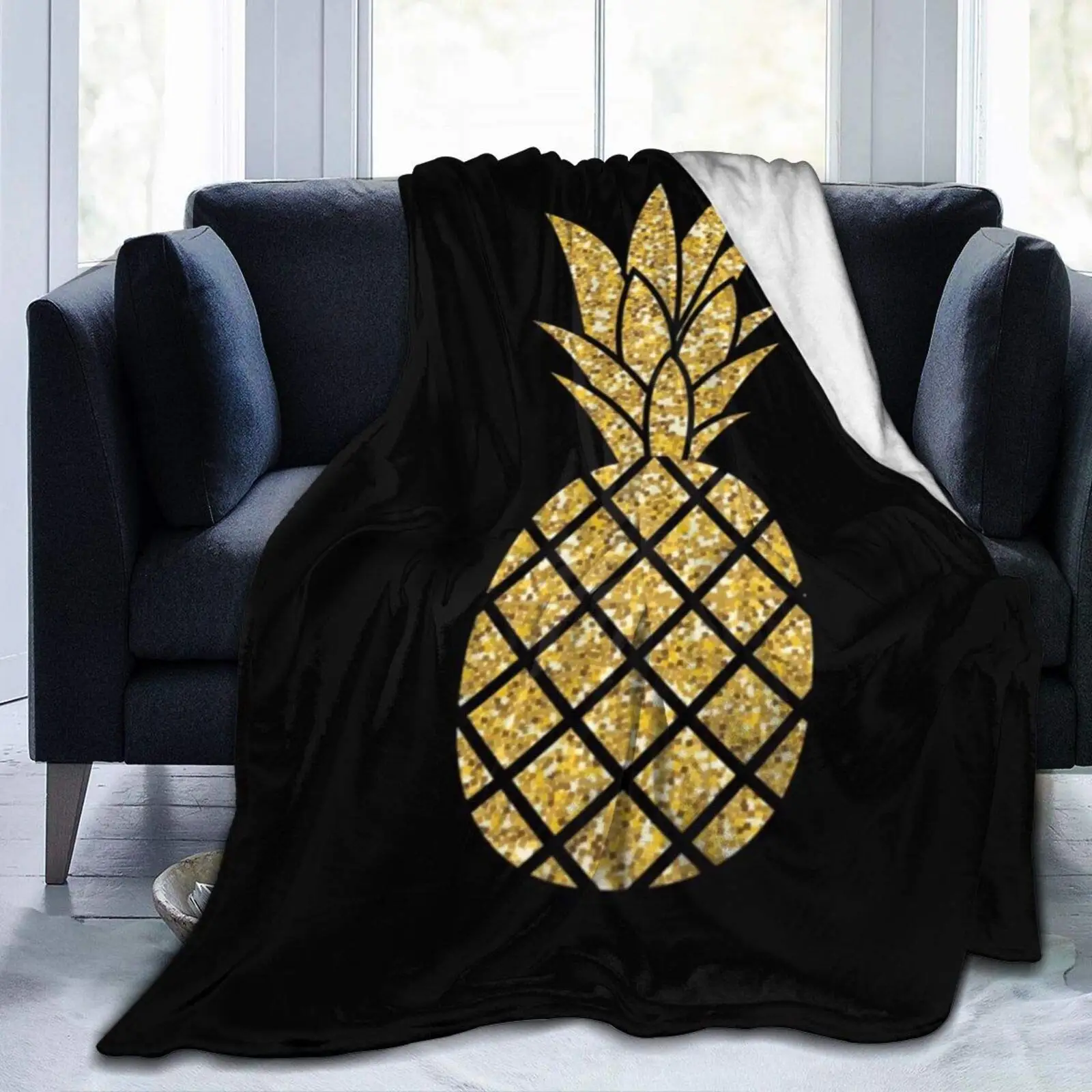 С золотым блеском ананас черный супер мягкие пледы Одеяло 40 &quotх 50&quot легкий