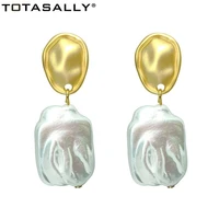 totasally women imitation pearl earrings baroque style irregular pearl statement earrings women vintage earrings party jewelry