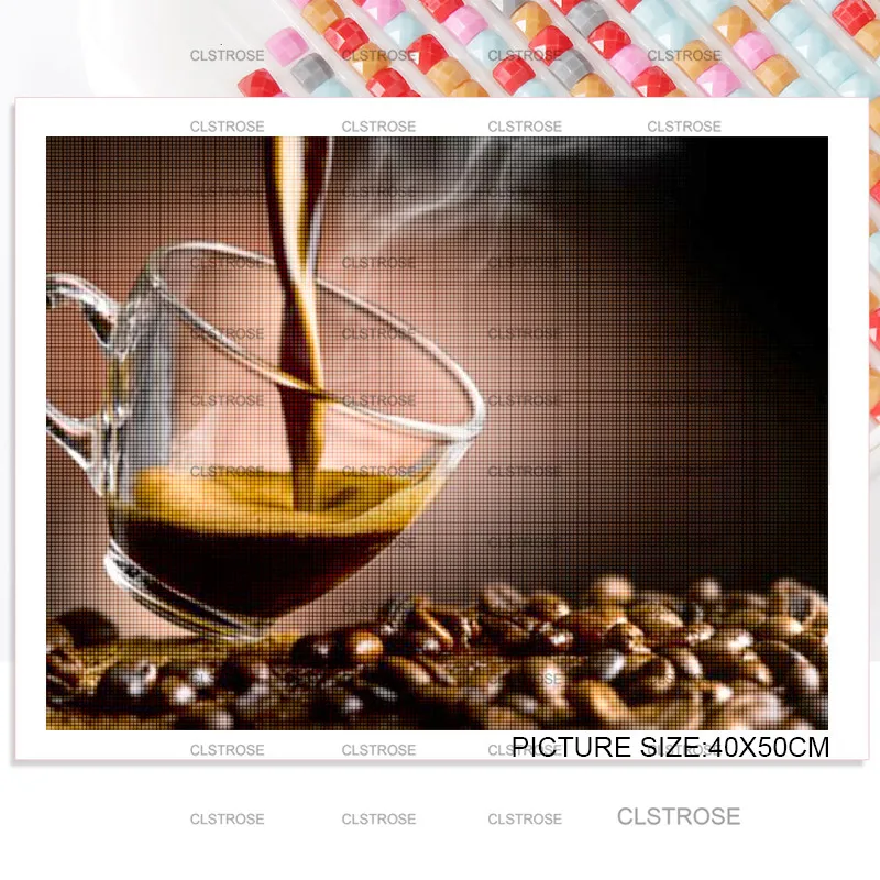 

Diy Still Life Diamond Painting Coffee Drink Fruit Home Decoration Square Round Diamond Modern Home Living Room Decoration