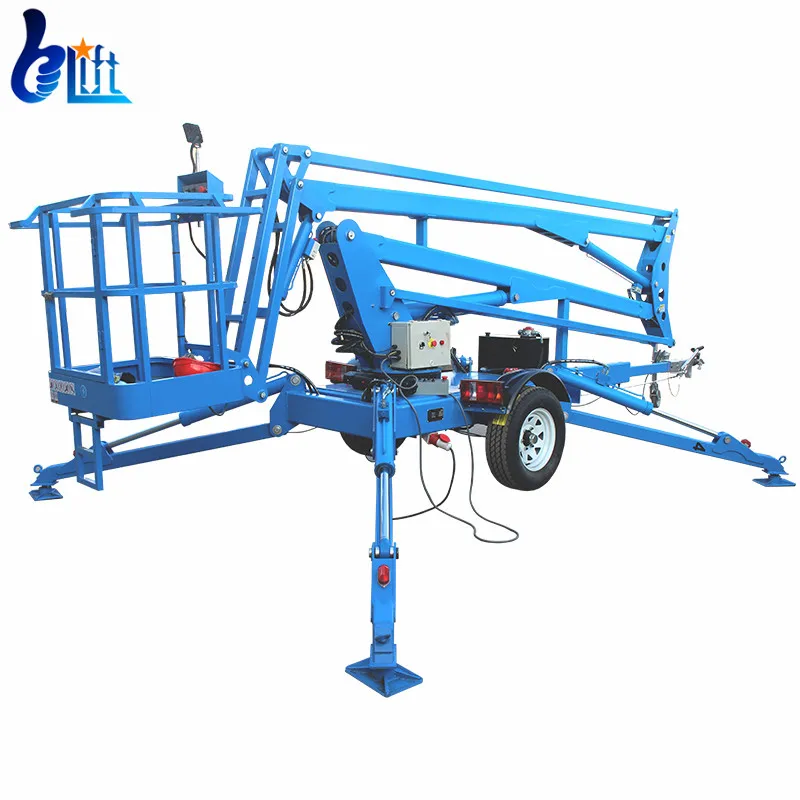 Towable Motorized Hydrolic Lifter Motor 14m Cherry Picker Price Manufacturers Boom Lift |