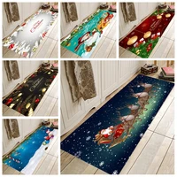 home floor flannel nonslip carpet merry christmas santa claus sleigh printed entrance doormat kitchen rug living room mats