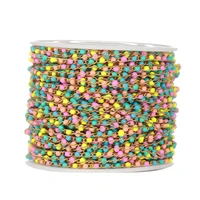 2 meters plated stainless steel colorful enamel ball beaded chains necklace bracelet anklet components diy jewelry making