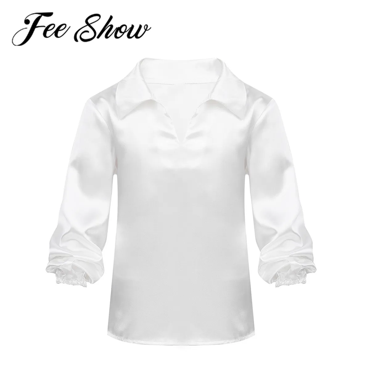 Детская атласная танцевальная рубашка для мальчиков топы детская одежда балета