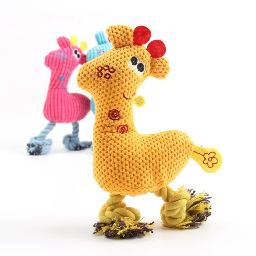 Игрушка для жевания домашних животных мягкий плюшевый Олень жираф рисунок