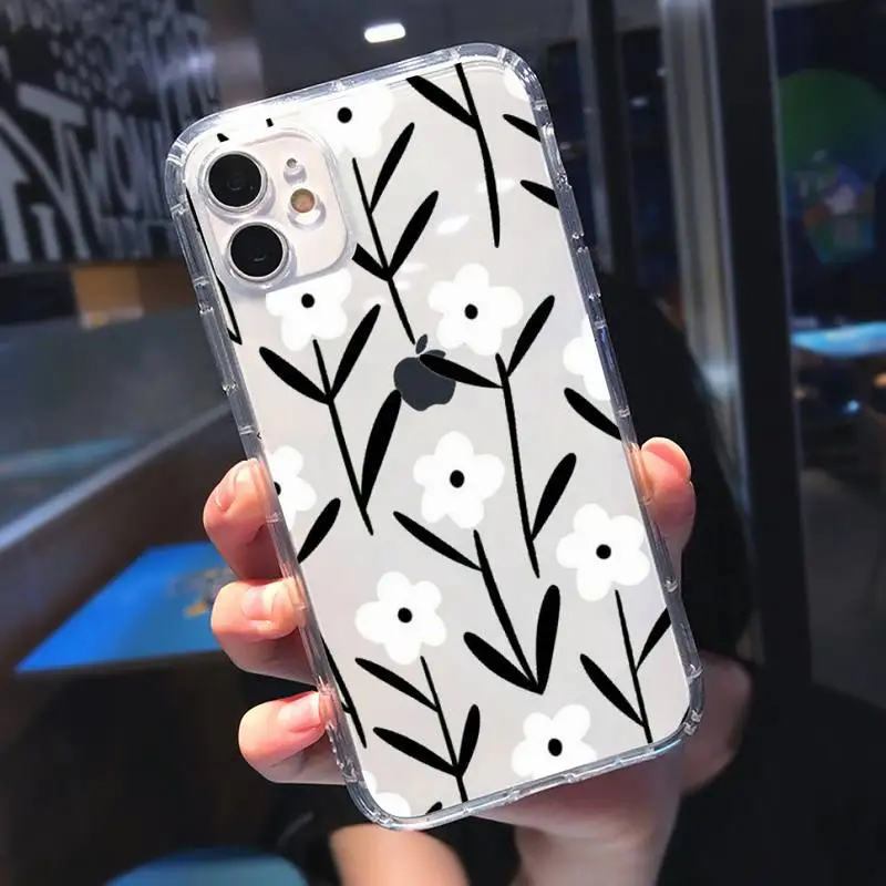

Colorful Flowers design painting Phone Case Transparent soft For iphone 5 5s 5c se 6 6s 7 8 11 12 plus mini x xs xr pro max