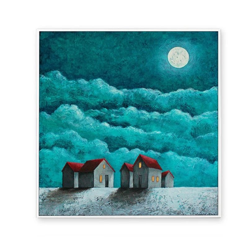 100% Hand Painted Silent Night Sky Oil Painting On Canvas Wall Art Frameless Picture Decoration For Living Rooms Home Decor Gift | Дом и сад