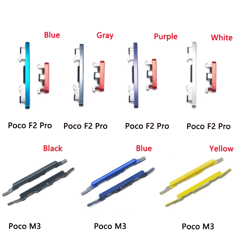 

5 шт. новая кнопка громкости + Боковая кнопка включения/выключения питания для Xiaomi Poco F2 Pro Poco M3 Боковая кнопка питания громкости
