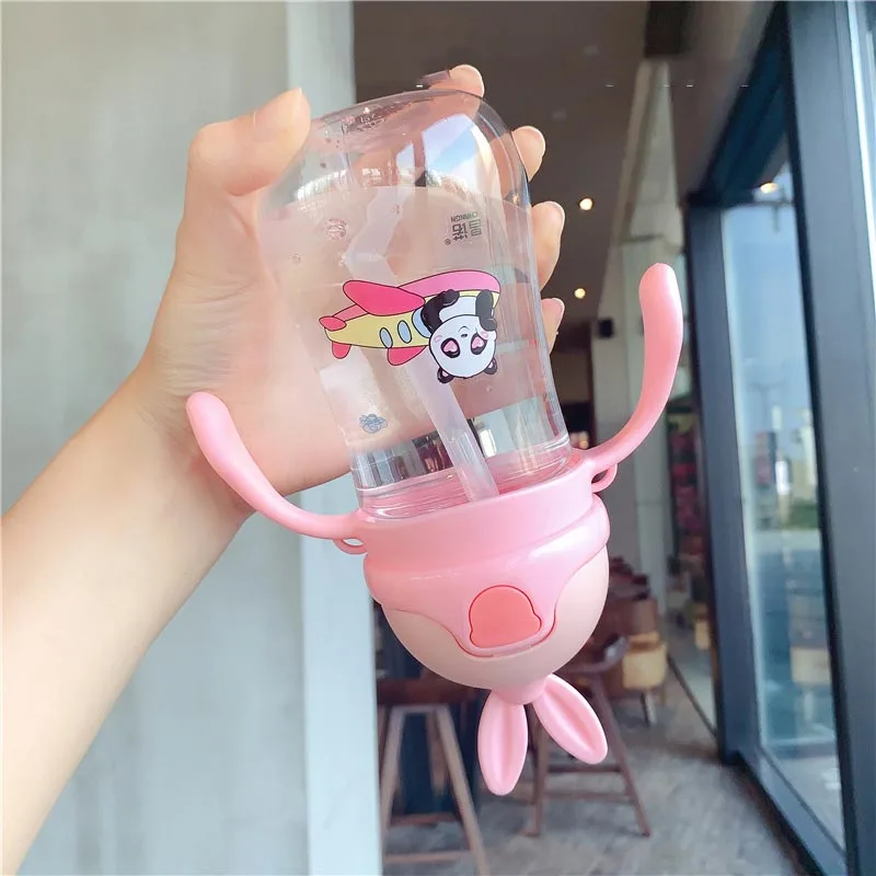 Милая детская бутылочка для кормления Rabbite 280 мл без БФА бутылки воды в соломе