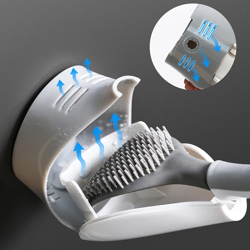 

TPR Silicone Toilet Brush Head Holder Wall-mounted Soft Cleaning Brush Household Floor Cleaning Tool Bathroom Accessories Set