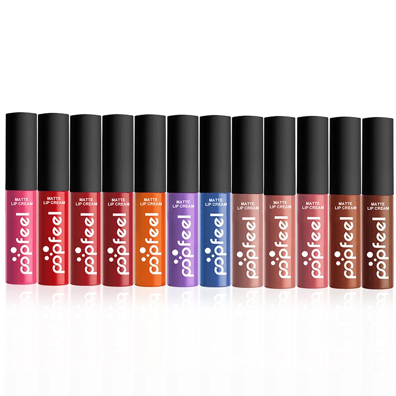 12 цветов матовый блеск для губ стойкий нюдовый бархатный крем тату губная помада