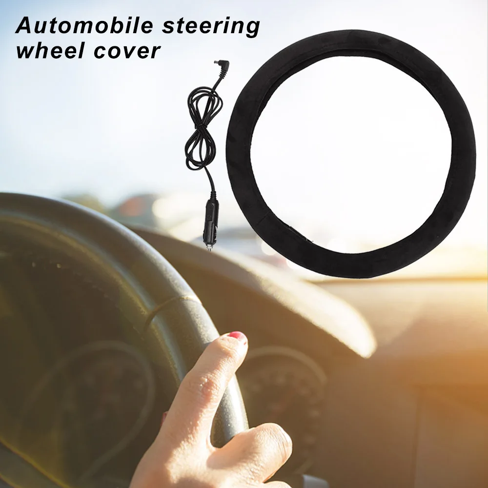 

12V Auto Car Lighter Plug Heated Heating Electric Steering Wheel Covers Warmer Winter Universal 38cm Steering Covers