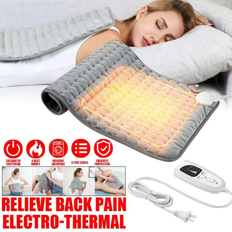 

75x40cm 120W 6Level Electric Heating Mat Warming 4-Timer Physiotherapy Pad Heated Mat Shoulder Neck Back Pain Relief EU/US/UK/AU