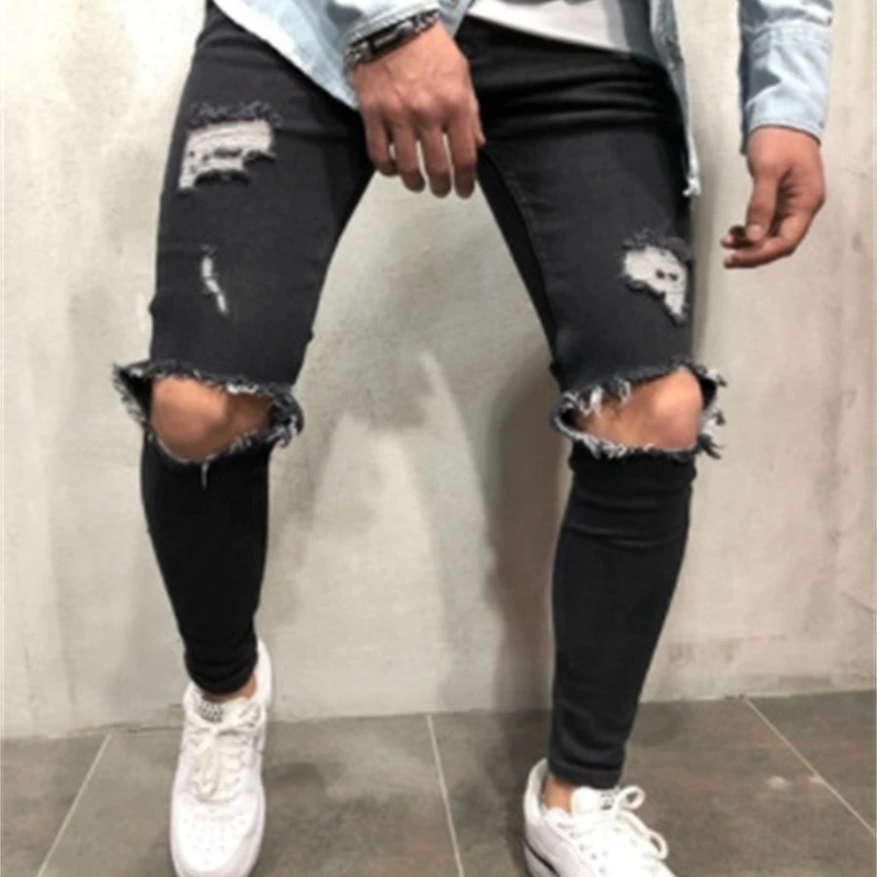 

Men's jeans new hole slim men's trousers men's Leggings