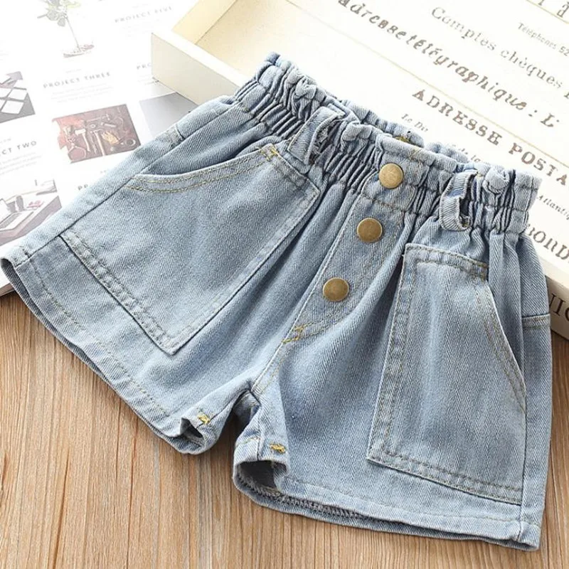 Джинсовые шорты для девочек DFXD повседневные однотонные джинсовые с высокой