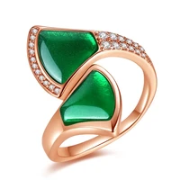 fashion scalloped skirt shape green agate finger rings for women luxurious elegant valentines day gift wedding jewelry r80