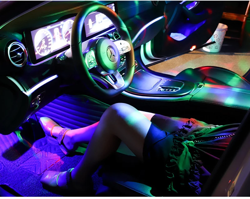 Автомобильная светодиодная автомобильная лампа USB окружающий светильник DJ RGB