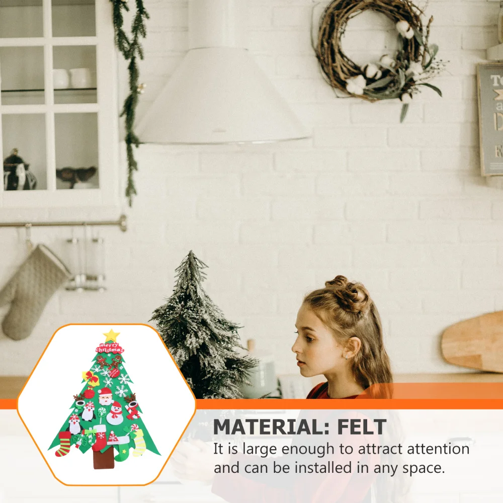 

1 Set Felt Christmas Tree Door Hangings Lights with Battery (Assorted Color)