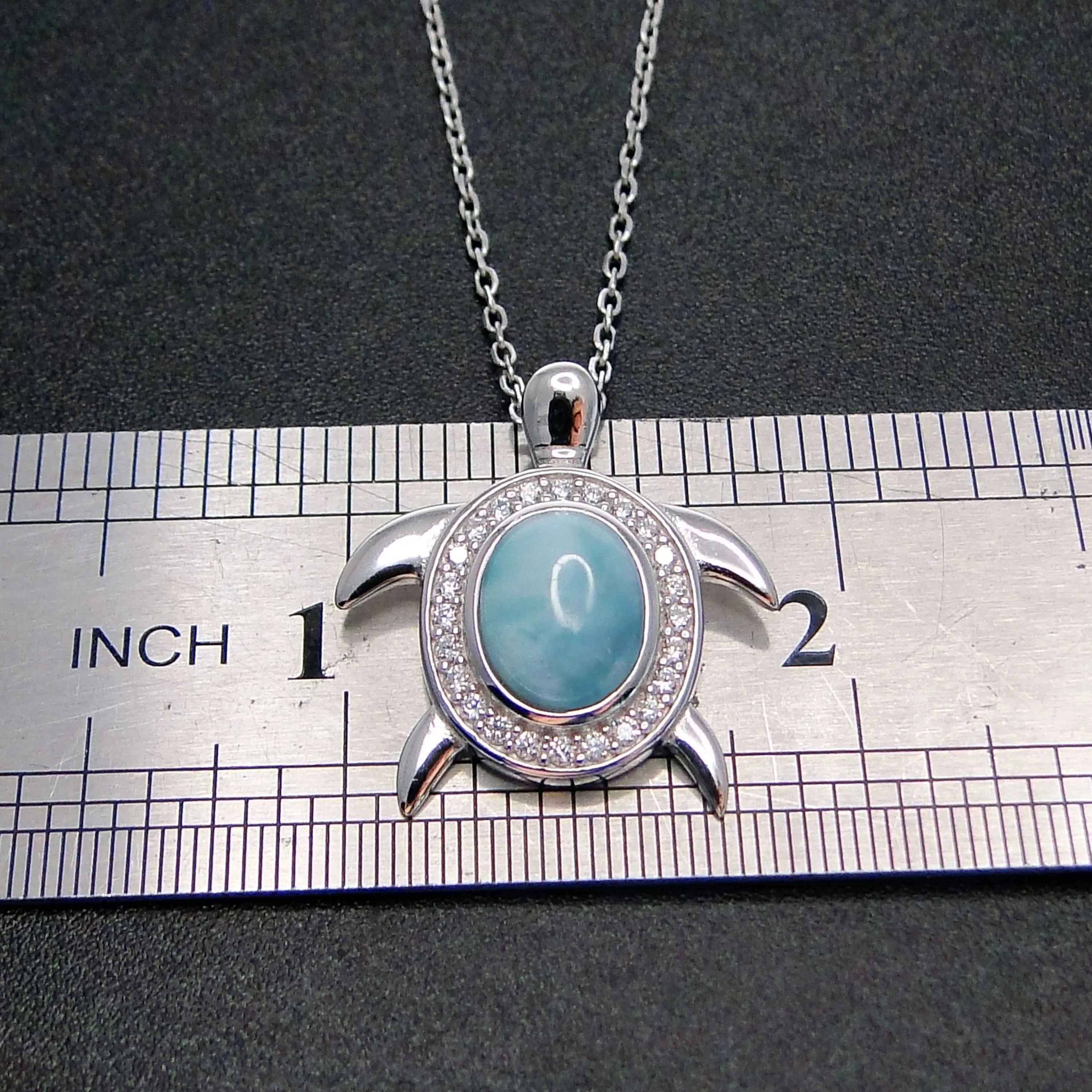 

100% Natural Larimar Jewelry 925 Sterling Silver Pendant Necklace Larimar Sea Turtle Women's Charm Pendant For Gift