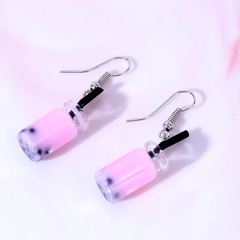 Женские милые серьги подвески из акриловой смолы в виде чашки с молоком и чая