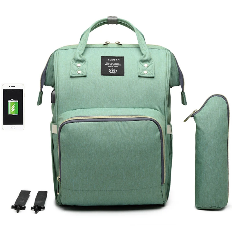 M01-USB-green Модная сумка для подгузников для мам, Большая вместительная сумка для подгузников, дорожный рюкзак для кормления, сумка для ухода за ребенком, женская модная дорожная сумка - Цвет: M01-USB-green