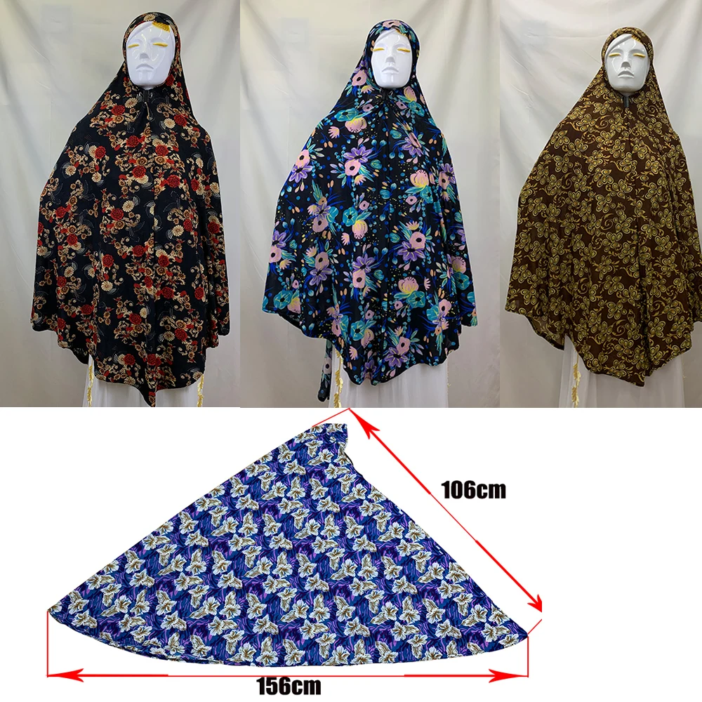 Muslim Women's Prayer Garment Hijab Romadan Jibab Djellaba Femme Big Hats Head Scarfs Islam Outwear Arabie Saoudite Long106X156
