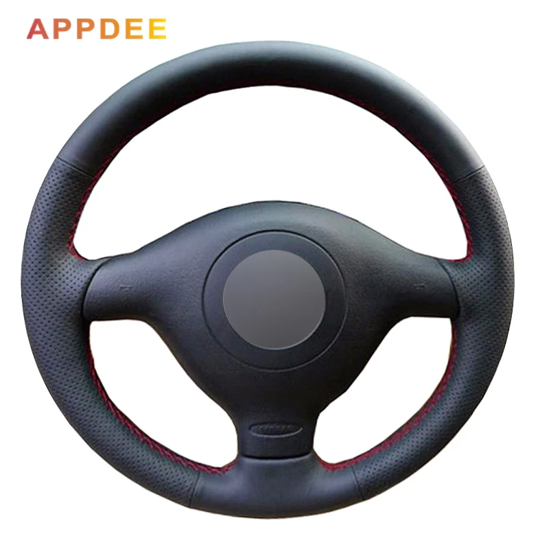 Черный чехол на руль из искусственной кожи для Volkswagen VW Golf 4 Passat B5 1996-2003 Seat Leon 1999-2004 Polo 1999-2002