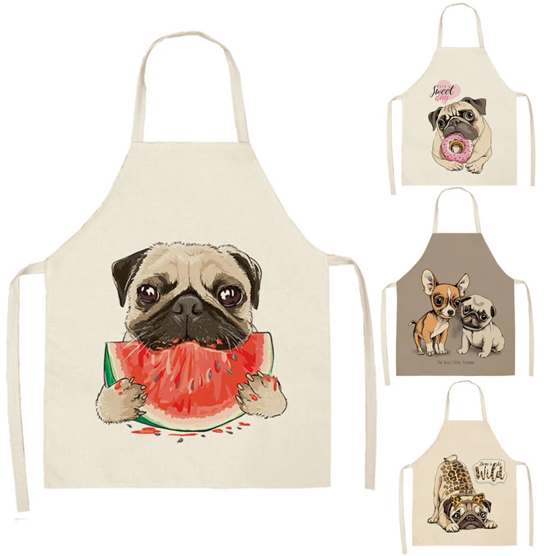 Кухонные фартуки с мультяшным принтом собаки хлопковые льняные домашние