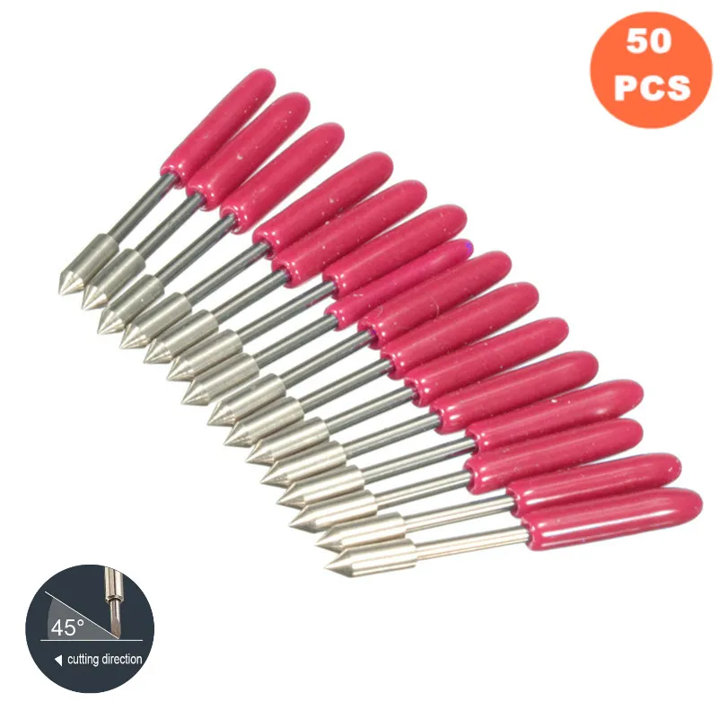 50pcs 45 degree KZTech 50 шт. Cb09 лезвие для Graphtec CB09U Силуэт КАМЕЯ Craftrobo лезвия виниловый резак плоттер нож 30 45 60 градусов 19 мм - Длина режущей кромки: 50pcs 45 degree