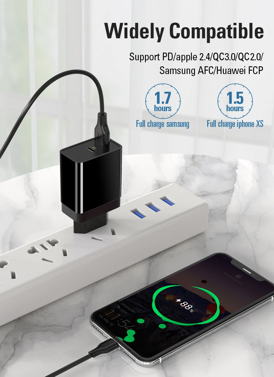 Coolreall Quick Charge 3,0 USB зарядное устройство портативное для huawei xiaomi samsung QC3.0 30 Вт быстрое зарядное устройство PD 3,0 быстрое зарядное устройство для iPhone