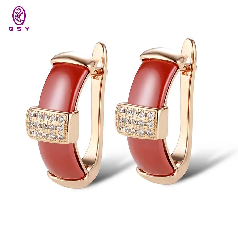 

2021 Fashion New Trend Red Ceramic Earrings for Women Unusual Wear Provide Wedding Party Bling