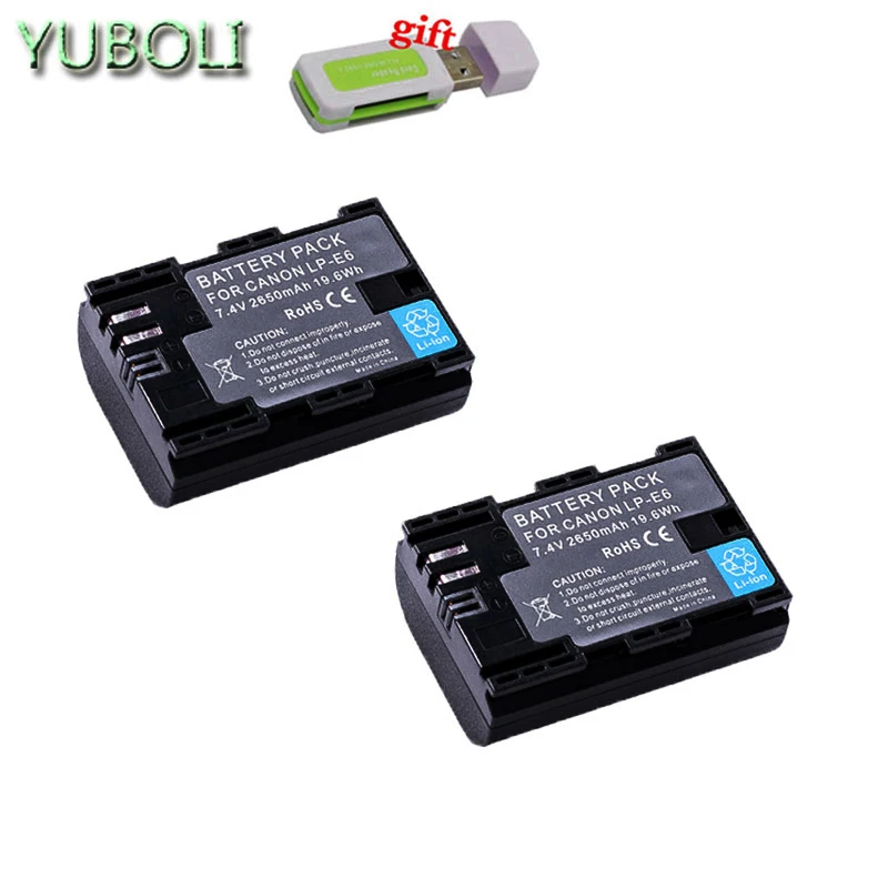 2battery Декодированный lpe6 bateria lp e6 E6N LP-E6N LP-E6 батарея+ двойное зарядное устройство для Canon 5D Mark II Mark III 6D 7D 60D 60Da 70D 80D DSLR - Цвет: 2battery