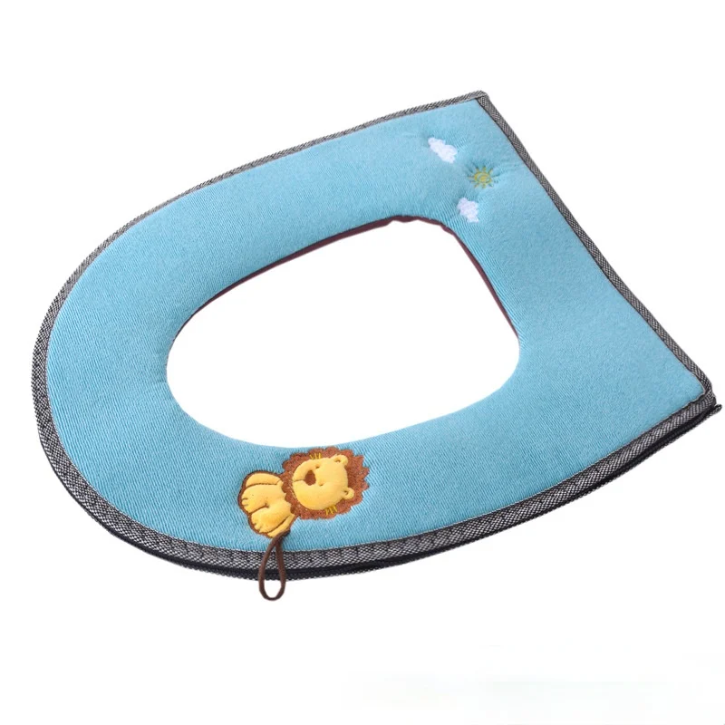 

Universal with Flip Lid Handle corduroy Toilet Seat Cover Bathroom Removable Zipper Type Washable Wc Leather back Seat Mat