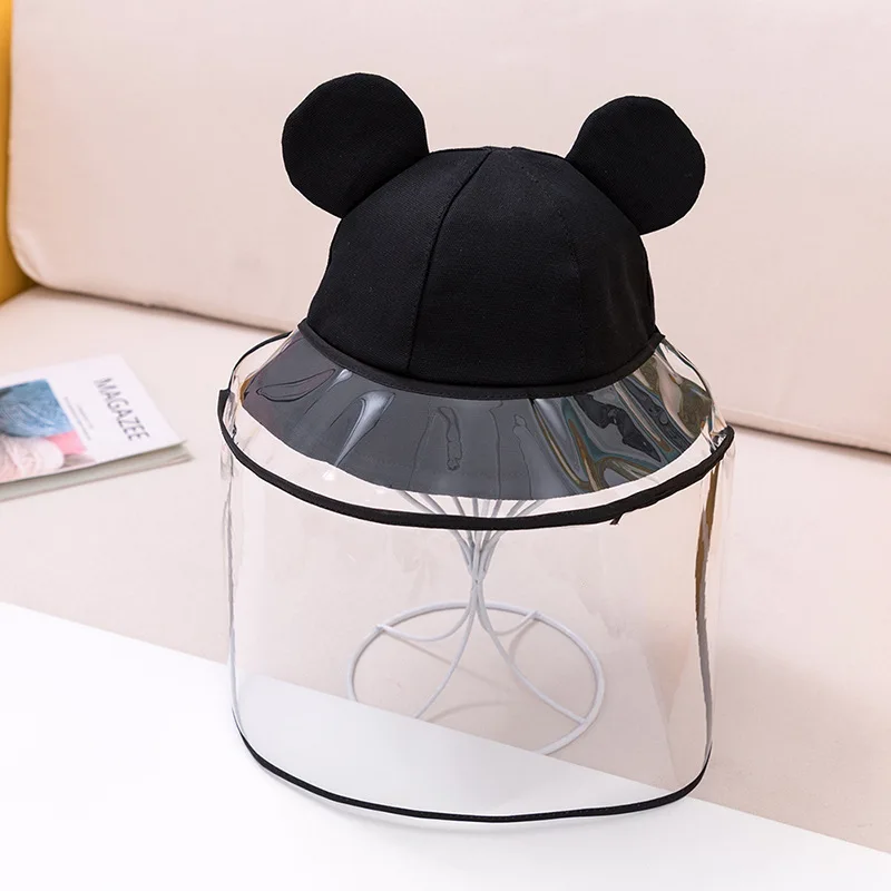 Dual-use Sun Hat Baby Kids Bucket Cute Protective Face Shield Cover Mask Boys Girls Hats Anti Saliva Dustproof Fisherman Cap | Детская