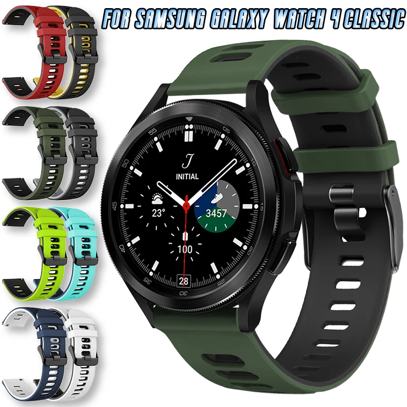 

For Samsung Galaxy Watch 4 Classic 42mm / 46mm Silicone Strap Replacement 20mm Quick Fit Inner Dual Color Bracelet Accessories