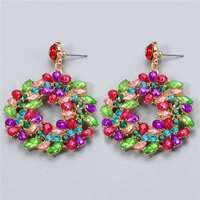 jujia korean big rhinestone geometric drop earrings for women girls new bijoux dangle earring party jewelry accessories