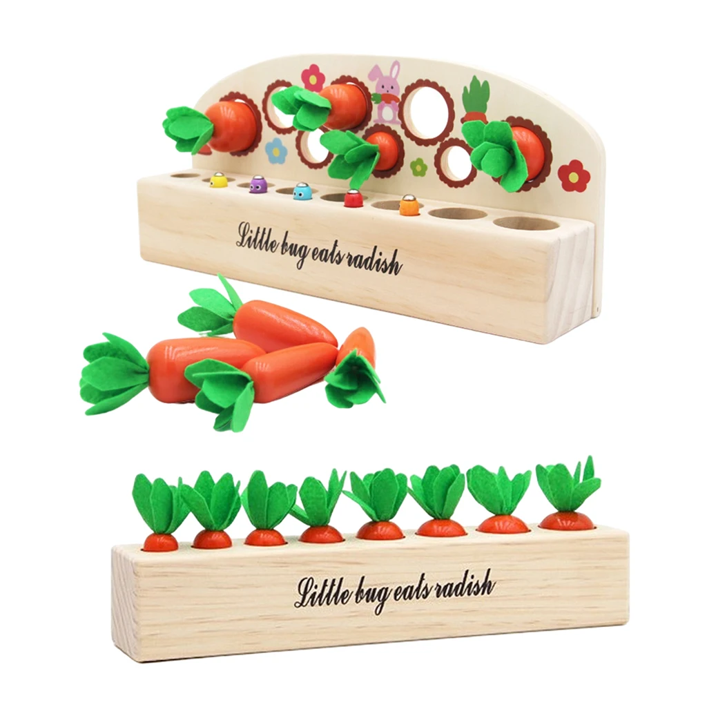 

Puzzle Match Wooden Magnetic Montessori Toys Carrots Harvest Children Gift Montessori Puzzle Toys Materials Magnetic Worms