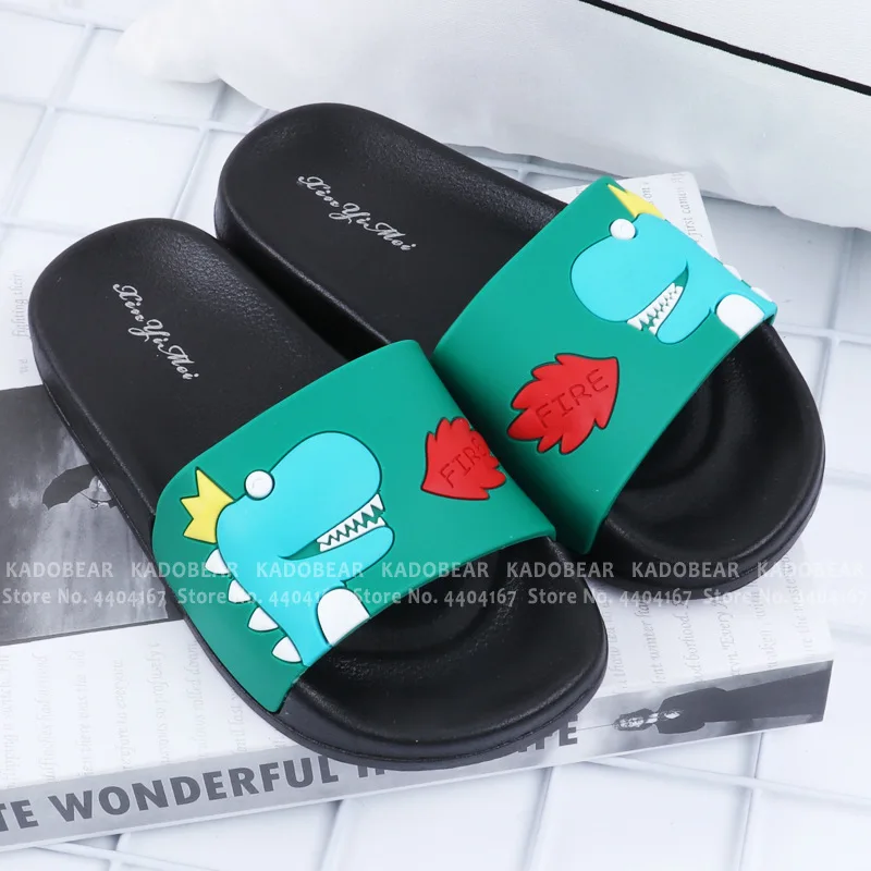 Детские летние тапочки с рисунком динозавра Домашняя водонепроницаемая обувь