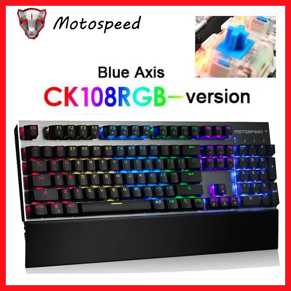 

Клавиатура CK108 Проводная игровая с RGB-подсветкой, механическая, 104 клавиши светодиодный Русская раскладка