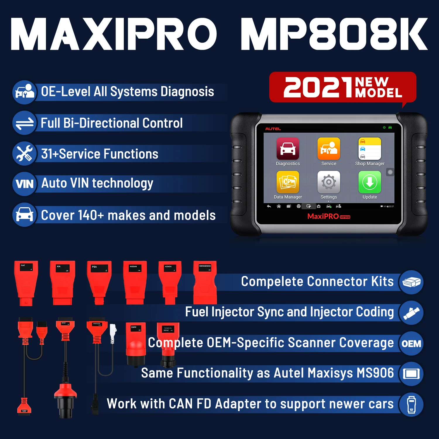 2021 Новейший автомобильный диагностический сканер Autel MaxiPRO MP808K такой же как MS906