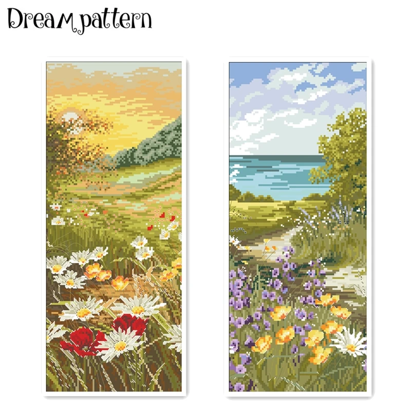 

Clifftop footpath view cross stitch package mountain 18ct 14ct 11ct cloth cotton thread embroidery DIY handmade needlework