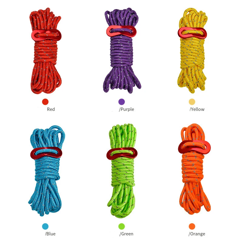 

4pcs Wind Rope with Hooks Buckle for Outdoor Camping Survival Lanyard Tents Rope