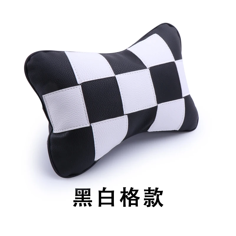 

Auto MIN Neck Pillow Pu Leather Head Support Protector Black and White Case Union Jack Flag Backrest Cushion Easy Install Clean
