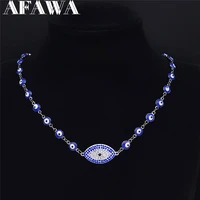 turkey eye crystal stainless steel muslim islam chocker necklace women silver color necklaces jewelry collier oeil n4881s02