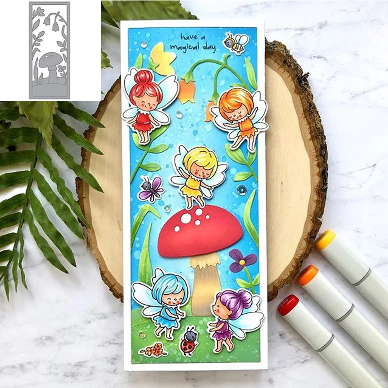 

Vertical Slimline Cutting Dies Mushroom Flower Pattern For DIY Scrapbooking Craft Paper Cards Album Embossing Dies 2020 New