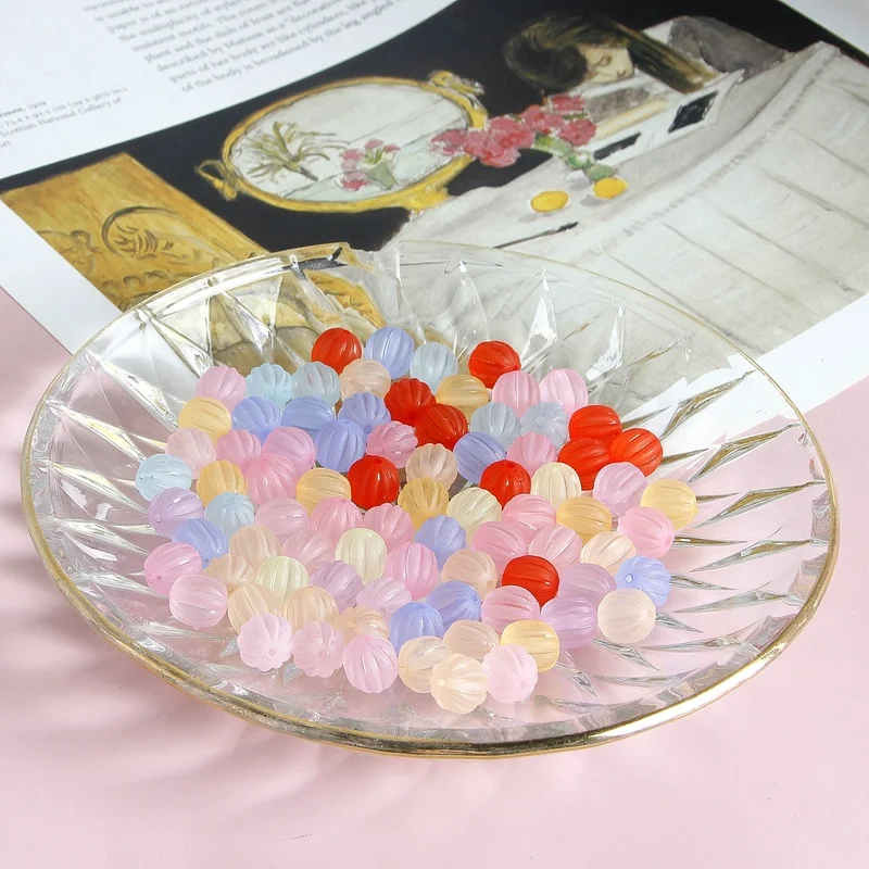 

Showa ins style Acrylic Frosted Pumpkin Beads DIY Handmade Earrings Jewelry Accessories Necklace Bracelet Loose Bead Material