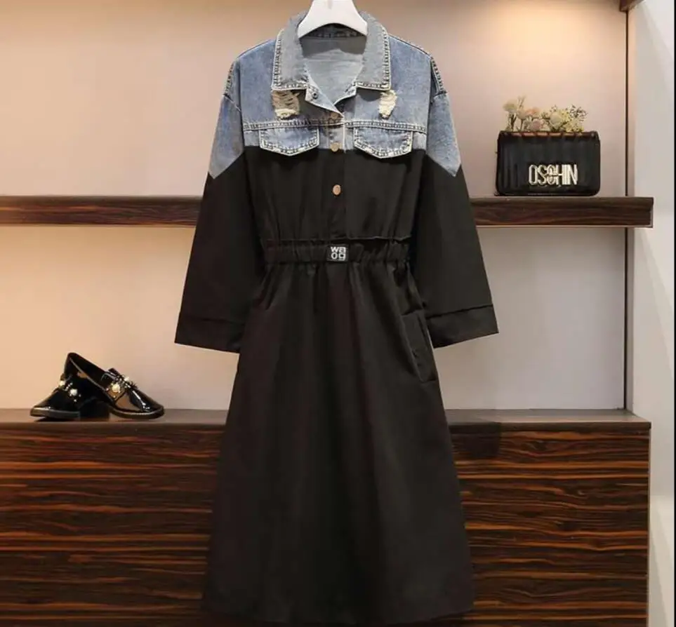 Женская джинсовая куртка на завязках осенняя Свободная из денима с прострочкой