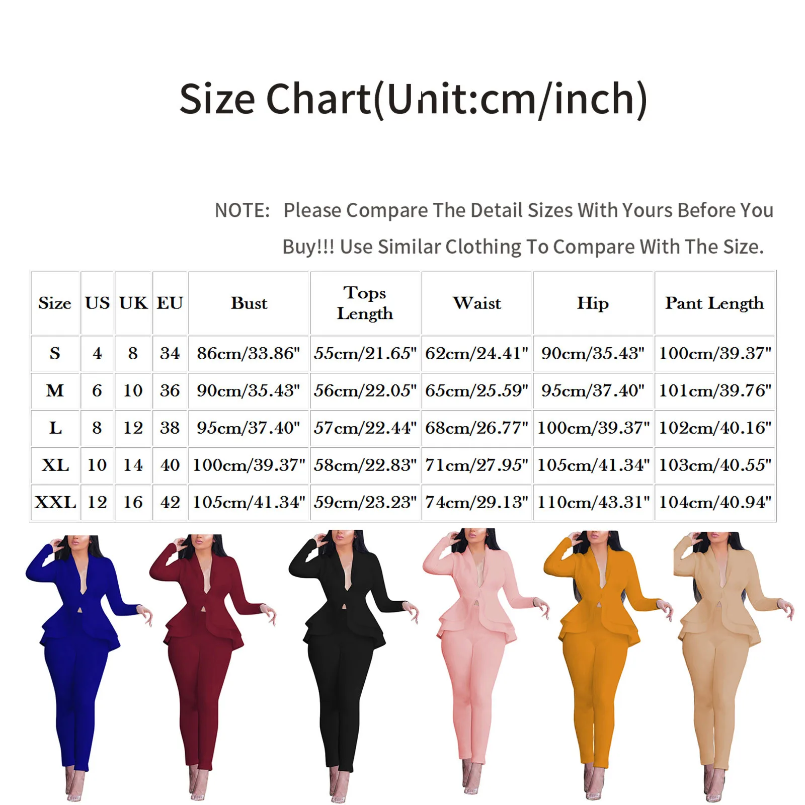 

Two Piece Set Women Outfit 2021 Fashion Clothing Blazer Suit Solid V-neck Ruffles Patchwork Long Sleeve Coat Pants Suit